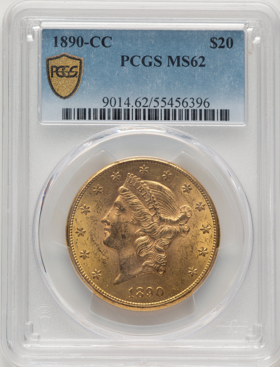 1890-CC $20 Liberty Double Eagle PCGS MS62