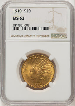 1910 $10 Indian Eagle NGC MS63 (778246003)