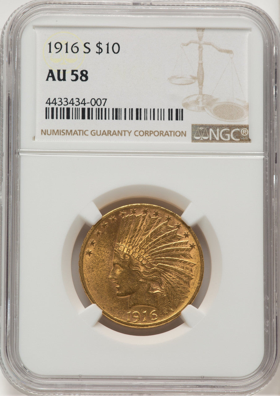 1916-S $10 Indian Eagle NGC AU58 (778246001)