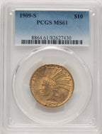1909-S $10 Indian Eagle PCGS MS61