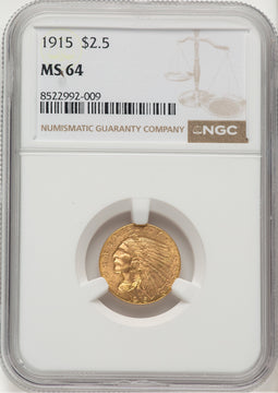 1915 $2.50 Indian Quarter Eagle NGC MS64 (777486010)