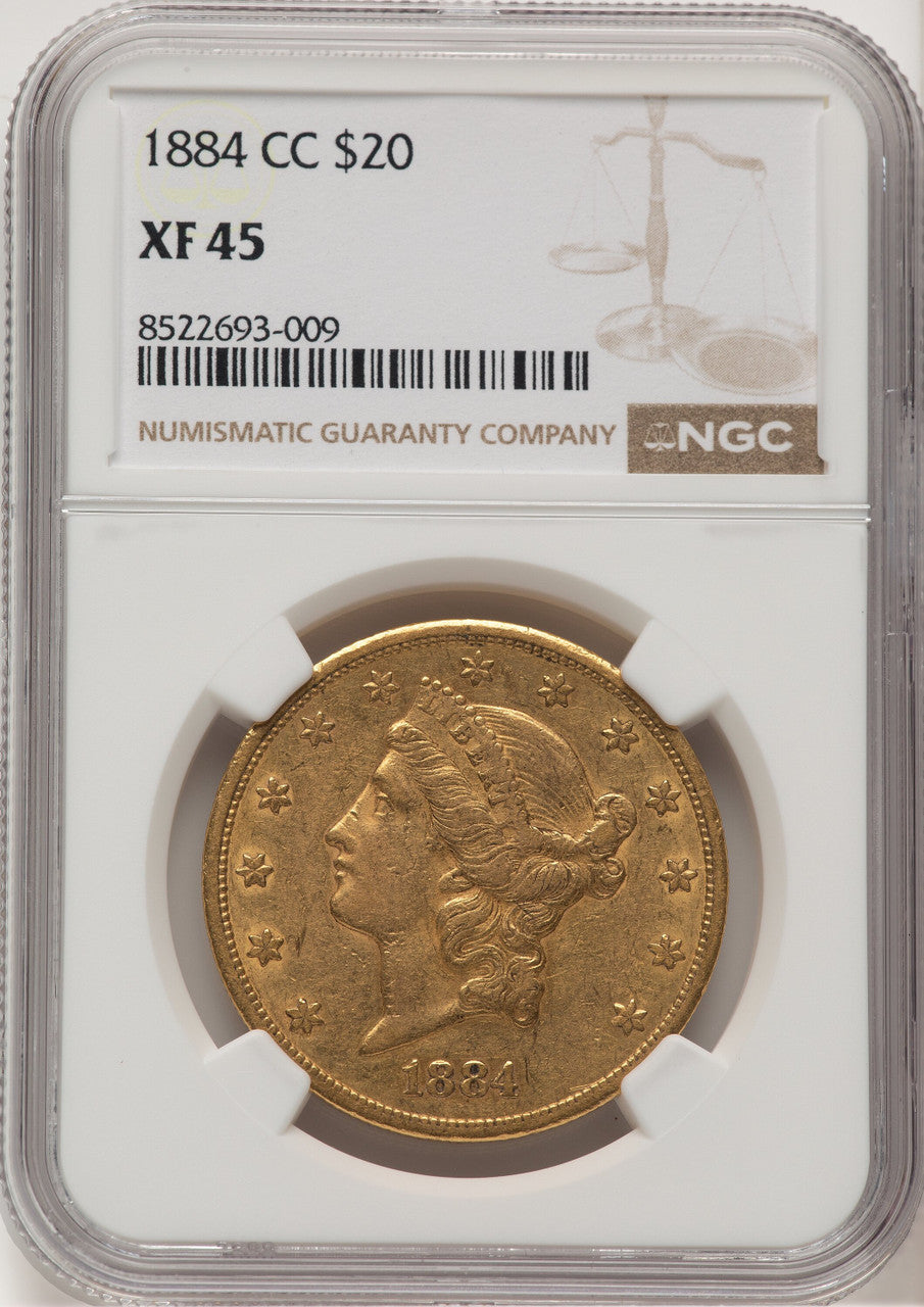 1884-CC $20 Liberty Double Eagle NGC XF45