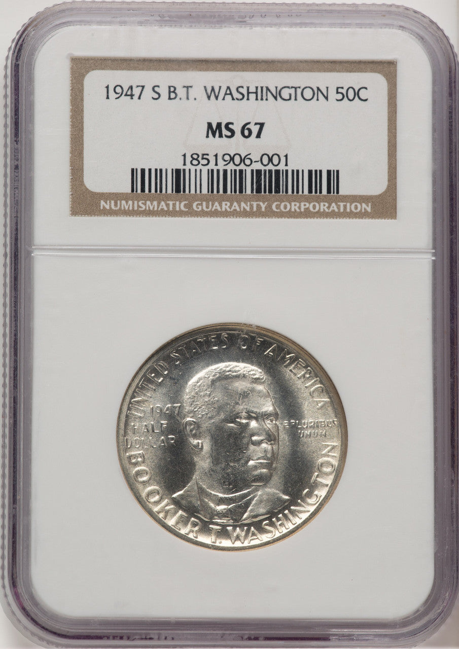 1947-S 50C Booker T. Washington Commemorative Silver NGC MS67