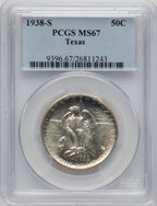 1938-S 50C Texas Commemorative Silver PCGS MS67 (778276026)