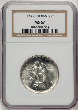 1938-D 50C Texas Commemorative Silver NGC MS67 (778276025)
