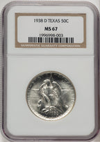 1938-D 50C Texas Commemorative Silver NGC MS67 (778276025)