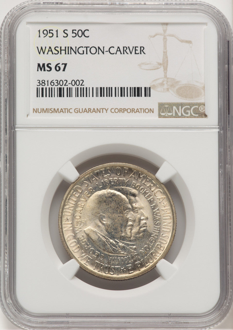 1951-S 50C Washington-Carver Commemorative Silver NGC MS67 (778276031)