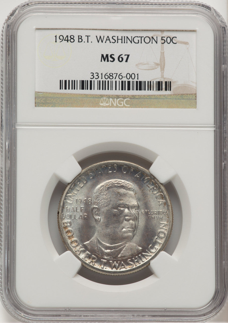 1948 50C Booker T. Washington Commemorative Silver NGC MS67 (778276030)
