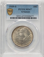 1939-S 50C Arkansas Commemorative Silver PCGS MS67 (778276005)