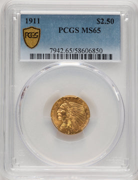 1911 $2.50 Indian Quarter Eagle PCGS MS65 (507435012)