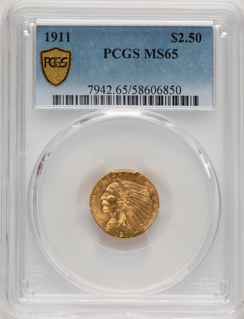 1911 $2.50 Indian Quarter Eagle PCGS MS65 (507435012)