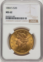 1884-S $20 Liberty Double Eagle NGC MS62 (177318047)