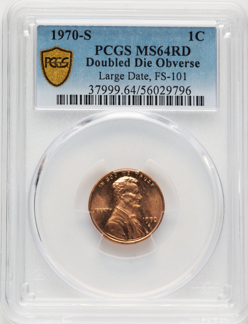 1970-S 1C FS-101 RD Lincoln Cent PCGS MS64