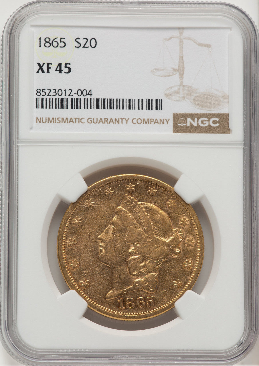 1865 $20 Liberty Double Eagle NGC XF45
