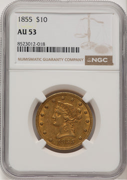 1855 $10 Liberty Eagle NGC AU53 (777898005)