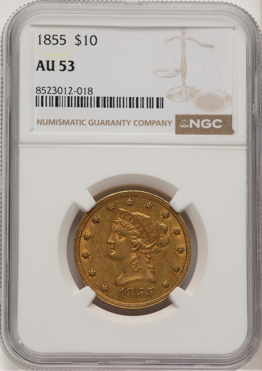 1855 $10 Liberty Eagle NGC AU53 (777898005)