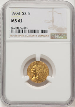 1908 $2.50 Indian Quarter Eagle NGC MS62 (777737032)