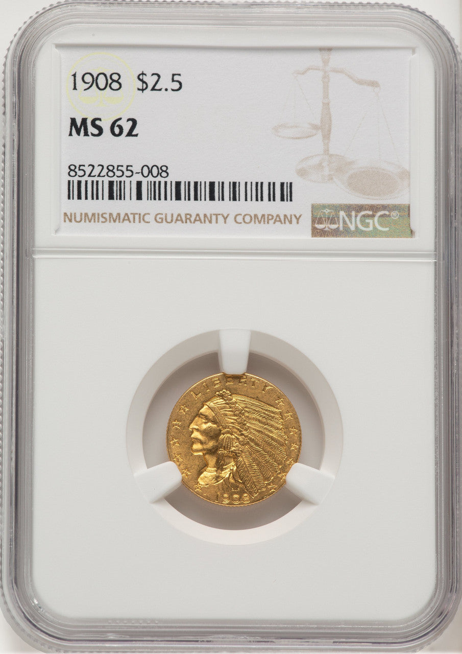 1908 $2.50 Indian Quarter Eagle NGC MS62 (777737032)