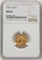 1913 $2.50 Indian Quarter Eagle NGC MS62 (521153072)