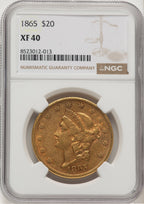 1865 $20 Liberty Double Eagle NGC XF40