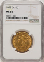 1892-O $10 Liberty Eagle NGC MS60 (177339050)