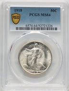 1918 50C Walking Liberty Half Dollar PCGS MS64