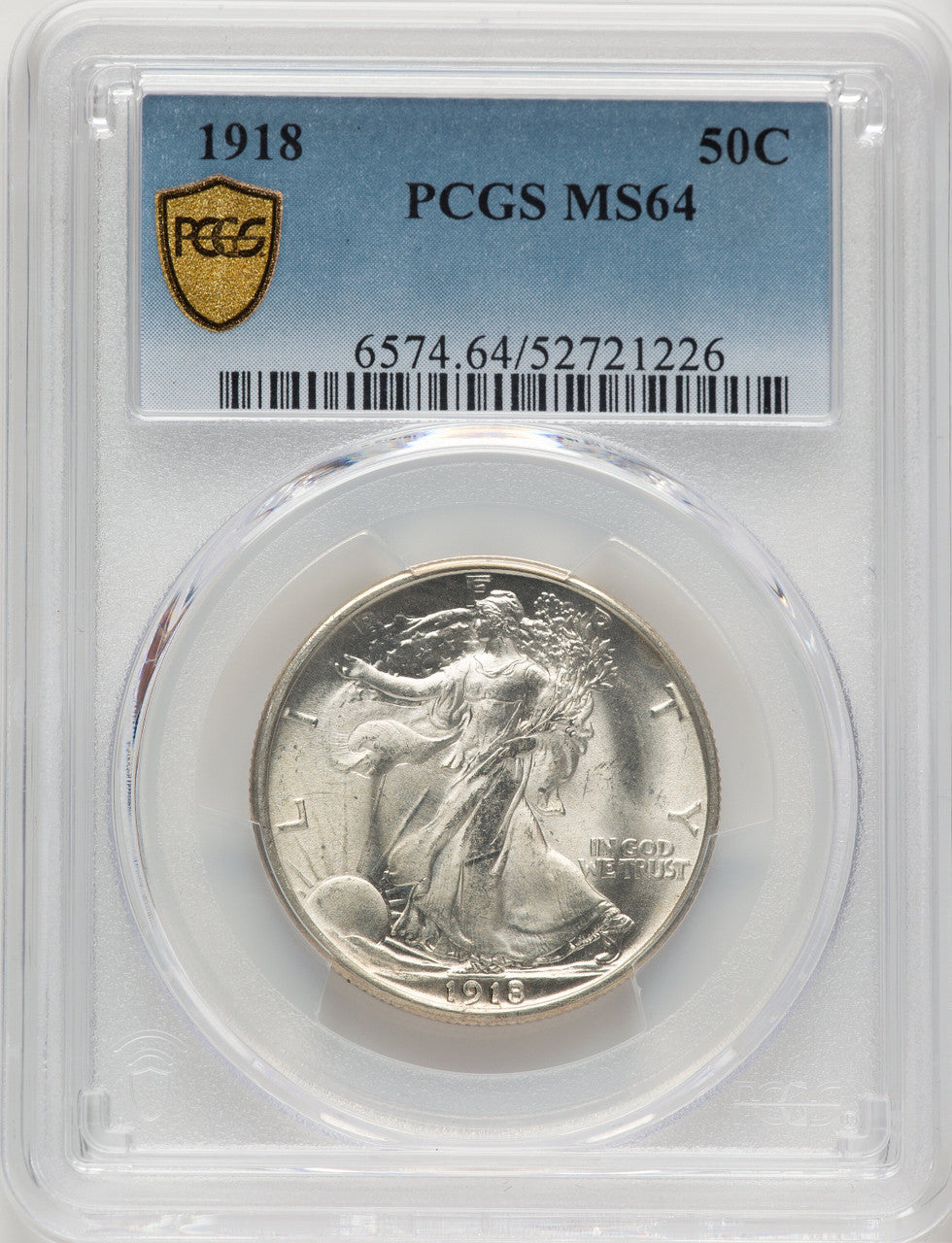 1918 50C Walking Liberty Half Dollar PCGS MS64