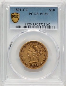 1891-CC $10 Liberty Eagle PCGS VF35