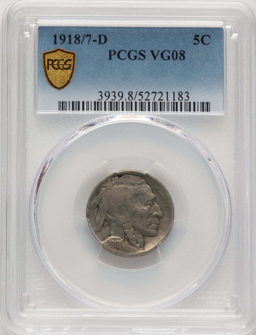 1918/7-D 5C Buffalo Nickel PCGS VG8