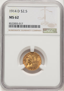 1914-D $2.50 Indian Quarter Eagle NGC MS62 (777102004)