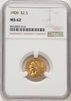 1909 $2.50 Indian Quarter Eagle NGC MS62 (777418007)