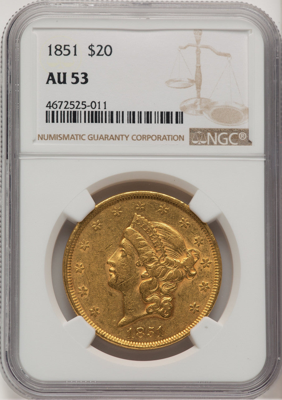 1851 $20 Liberty Double Eagle NGC AU53 (778465024)