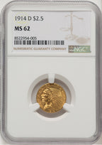 1914-D $2.50 Indian Quarter Eagle NGC MS62 (572338001)