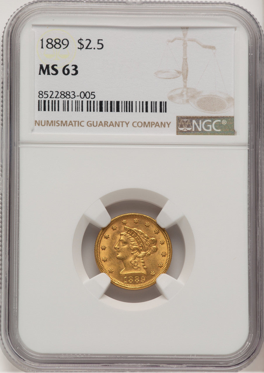 1889 $2.50 Liberty Quarter Eagle NGC MS63