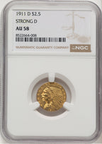 1911-D $2.50 Indian Quarter Eagle NGC AU58 (772471018)