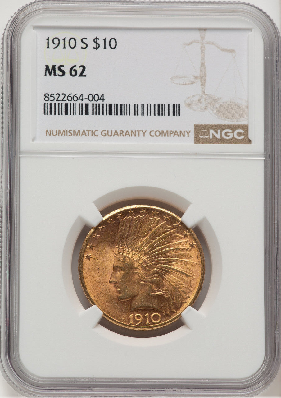 1910-S $10 Indian Eagle NGC MS62 (771946010)