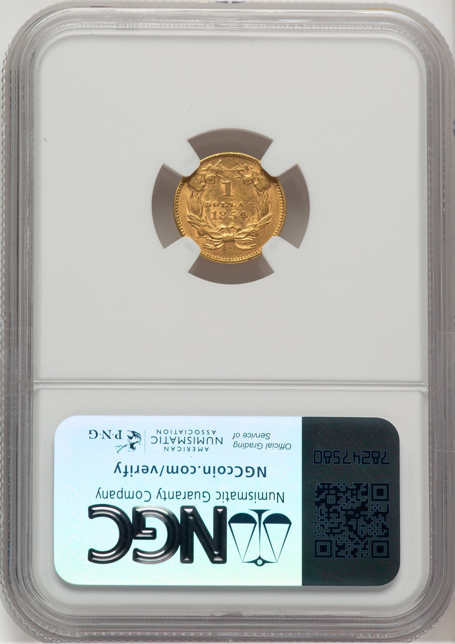 1854 G$1 Type Two Gold Dollar NGC AU58