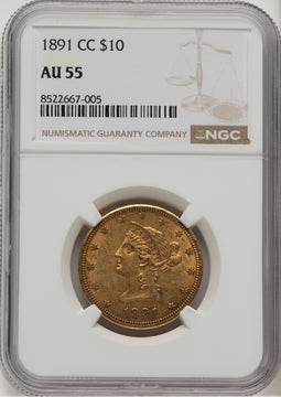 1891-CC $10 Liberty Eagle NGC AU55 (572403003)