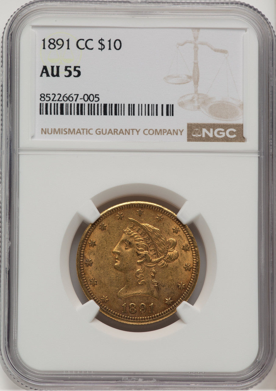1891-CC $10 Liberty Eagle NGC AU55 (572403003)