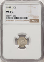 1852 3CS Three Cent Silver NGC MS66 (771535007)