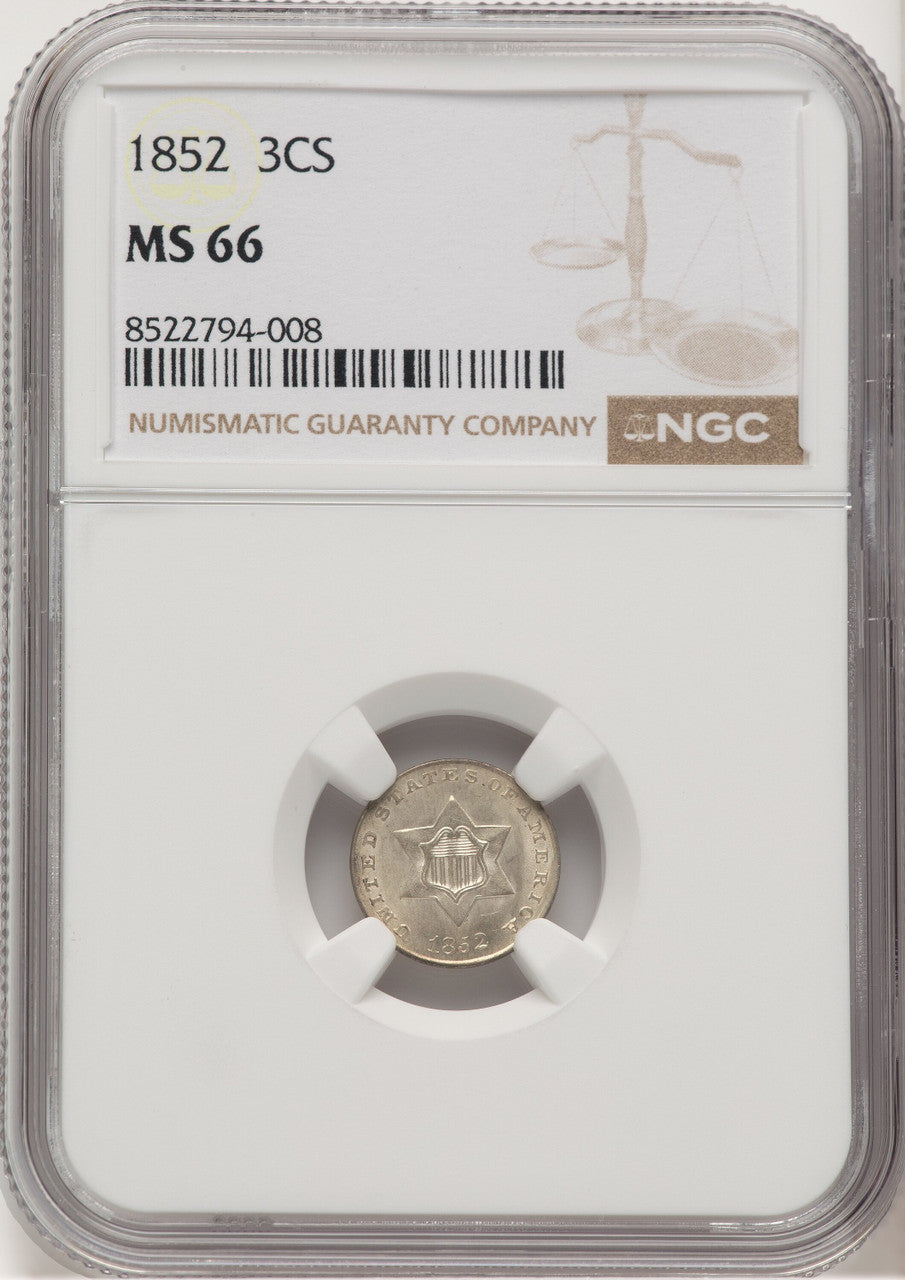 1852 3CS Three Cent Silver NGC MS66 (771535007)
