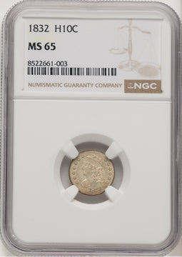1832 H10C Bust Half Dime NGC MS65