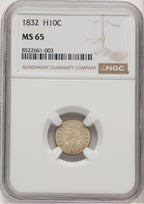 1832 H10C Bust Half Dime NGC MS65