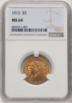 1912 $5 Brown Label Indian Half Eagle NGC MS64