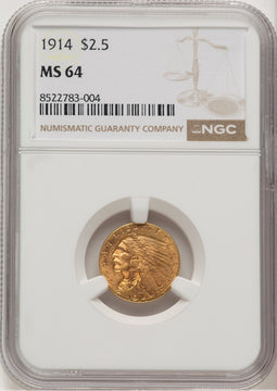 1914 $2.50 Indian Quarter Eagle NGC MS64 (774755001)