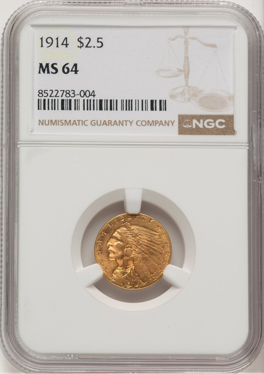 1914 $2.50 Indian Quarter Eagle NGC MS64 (774755001)