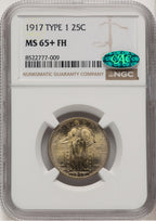 1917 T-1 FH CAC Standing Liberty Quarter NGC MS65+