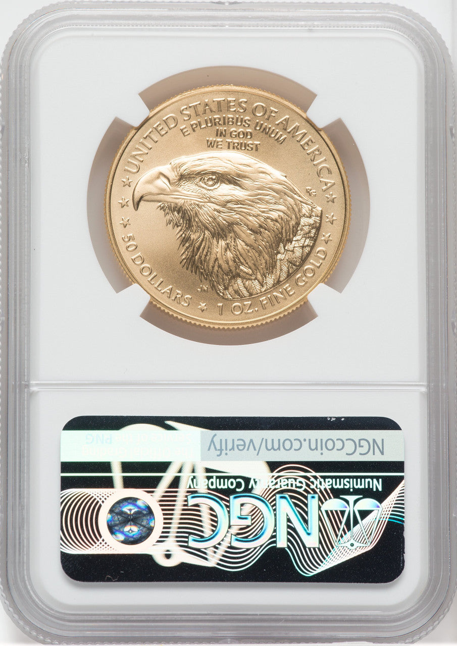 2021 $50 Gold Eagle Type 2 At Dusk & Dawn 35th Annv 327th NGC MS70 Jennie Norris Signed