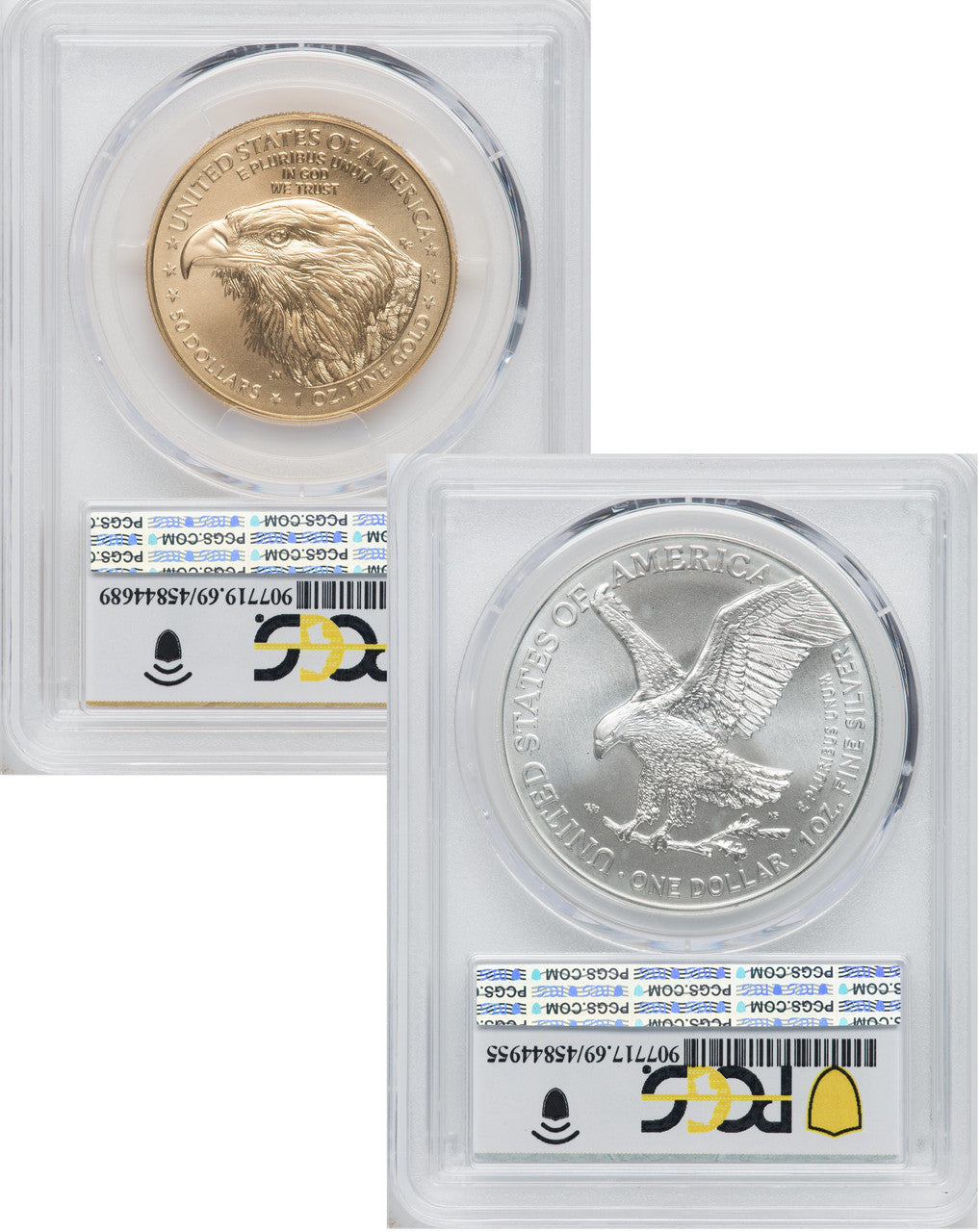 2021 2 Coin Set T2 Gold Silver Eagles 350th Dusk & Dawn 35th Anniversary PCGS MS69