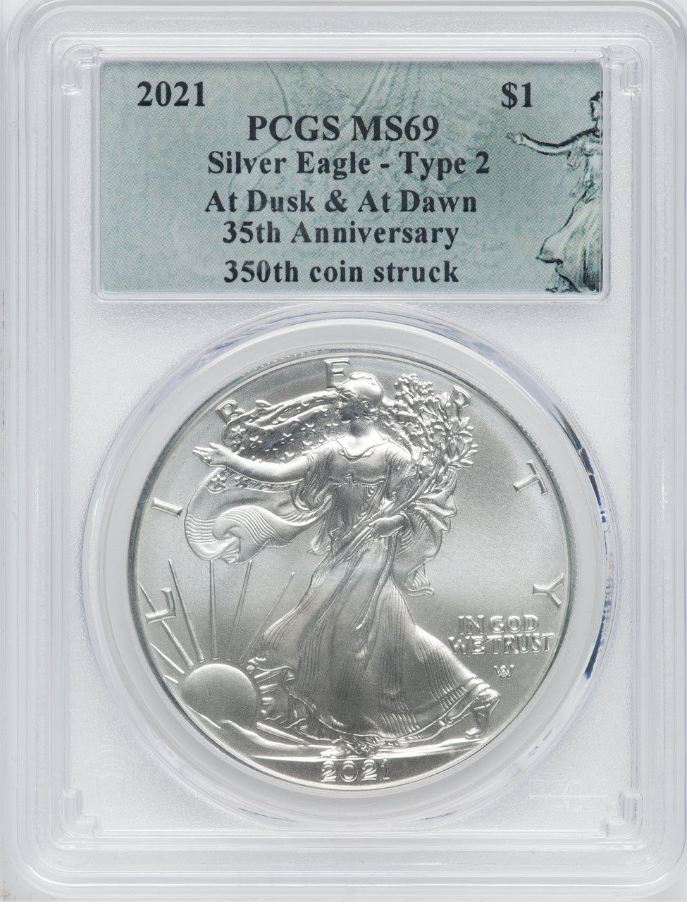2021 2 Coin Set T2 Gold Silver Eagles 350th Dusk & Dawn 35th Anniversary PCGS MS69